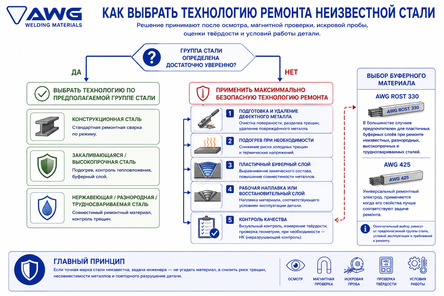 Как выбрать технологию ремонта неизвестной стали